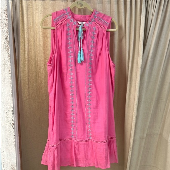 Pink and Teal V Neck Dress - Crown and Ivy - Picture 1 of 4